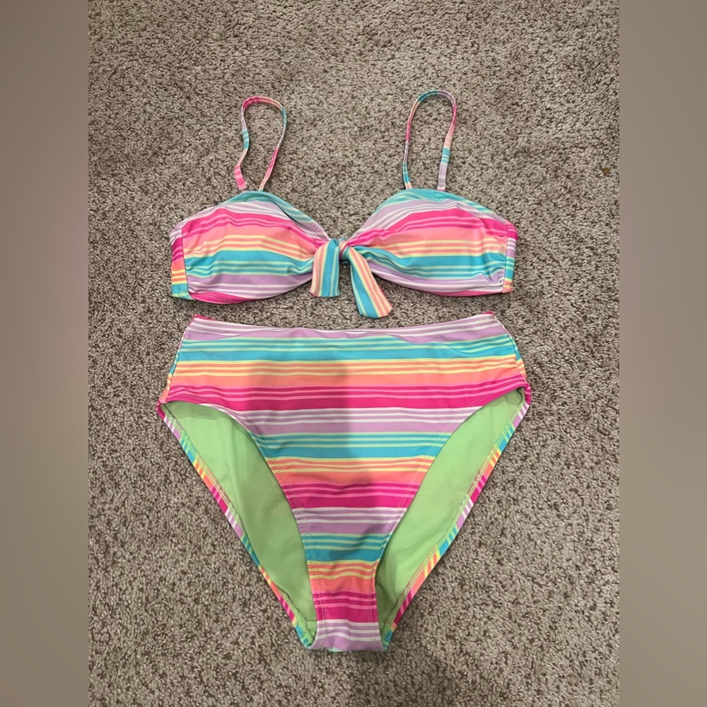 Colorful Striped High Waisted Bikini